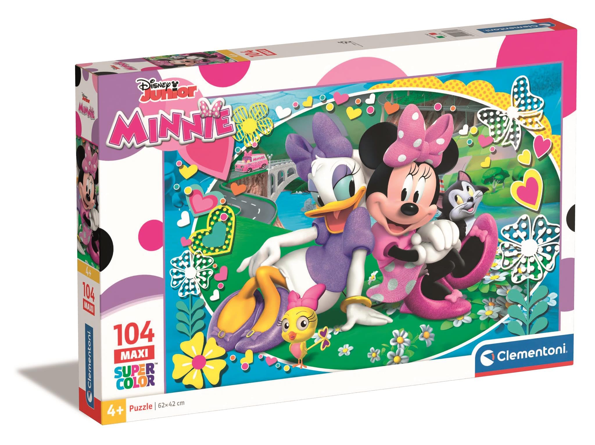 Clementoni 23708 -Supercolor Puzzle for children-Minnie Happy Helpers-104 Maxi Pieces-Disney, Multi-Colour — image 1