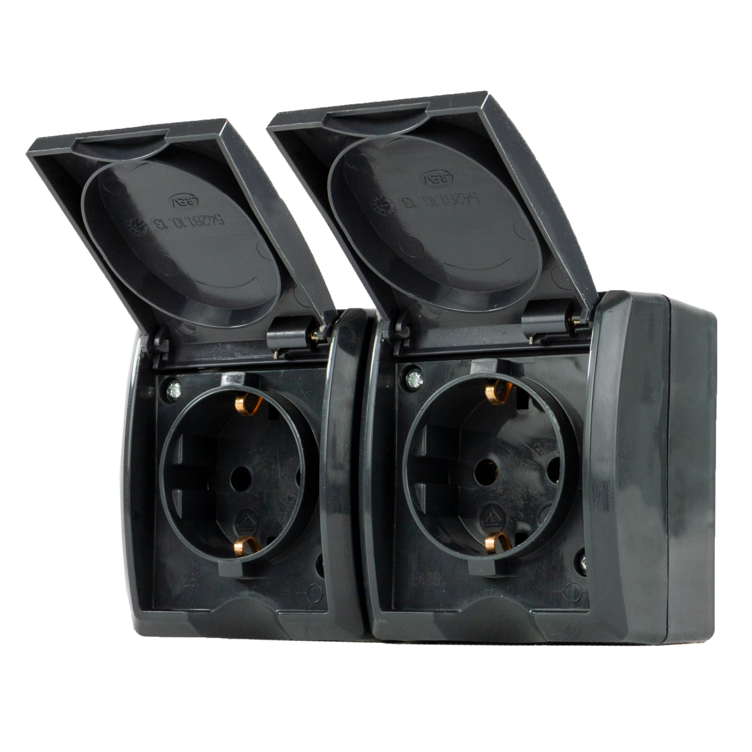 REV AquaForm Double Socket Wet Room Socket IP44 Surface-Mounted Anthracite