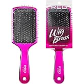 RED by Kiss Anti-Static Wig Brush, Stainless Steel Bristles for Easy Detangling and Smooth Styling for All Hair Types &amp; Wigs, Knot-Free Design (Square)