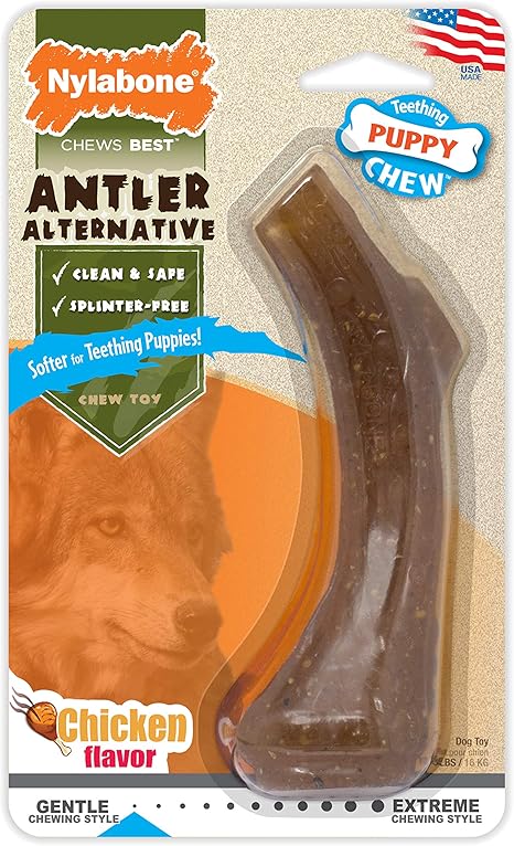 Pet Supplies Nylabone Antler Alternative Power Chew Dog Toy Chicken Flavor Medium Wolf Up To 35 Lbs Amazon Com