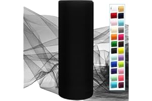 IONTACH Black Tulle Fabric Rolls 54 Inch by 40 Yards Fabric Tulle Bolt for Wedding Halloween Decorations DIY Black Tutu Baby Shower Table Skirt Ceiling Decor Birthday Party Craft Supplies