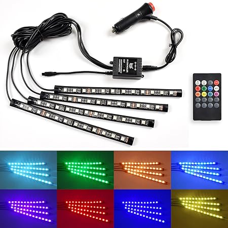 Amazon Loska Ledテープライトシガー式車内装飾用ledテープ防水 超高輝度 Rgb 音に反応サウンドセンサー内蔵 薄型フルカラー 取付 簡単イルミネーション ライト 照明アクセサリー 車 バイク