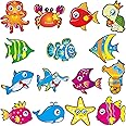 60 Pieces Ocean Cutouts Sea Animals Fish Cutouts for Bulletin Board OceanThemed Party Cutouts Classroom Accents Cutouts Decoration with 120 Pieces Adhesive Dots for Party Supplies