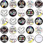 30 Pcs Ribbon Awareness Button Pins, Colorful Inspirational Ribbon Round Badges,Prevention Awareness Ribbon Assorted Cancer Badges Brooch Pin Decoration Supplies,Clothing Bag Hat Accessories
