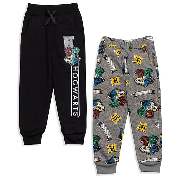HARRY POTTER HOGWARTS TODDLER BOYS FLEECE 2 PACK PANTS BLACK/GREY 4T