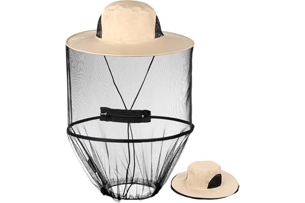 CFPrint Mosquito Net Hat, Sun Hat with Netting, Bee Keeper Hat, Safari Fishing Hats for Outdoor Hiking, Camping, Gardening