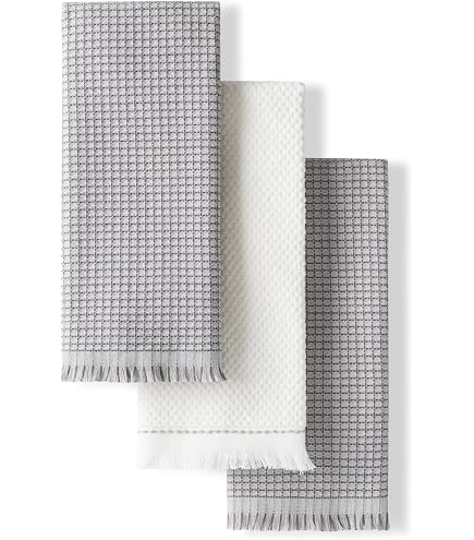 KitchenAid Albany - Set di 4 strofinacci da cucina, rosa secca, bianco, 40,6 x 66 cm