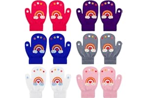 QKURT Toddler Mittens, Children Magic Gloves Winter Warm Gloves with Rainbow Pattern Stretch Mittens for 1-3 Years Boys Girls
