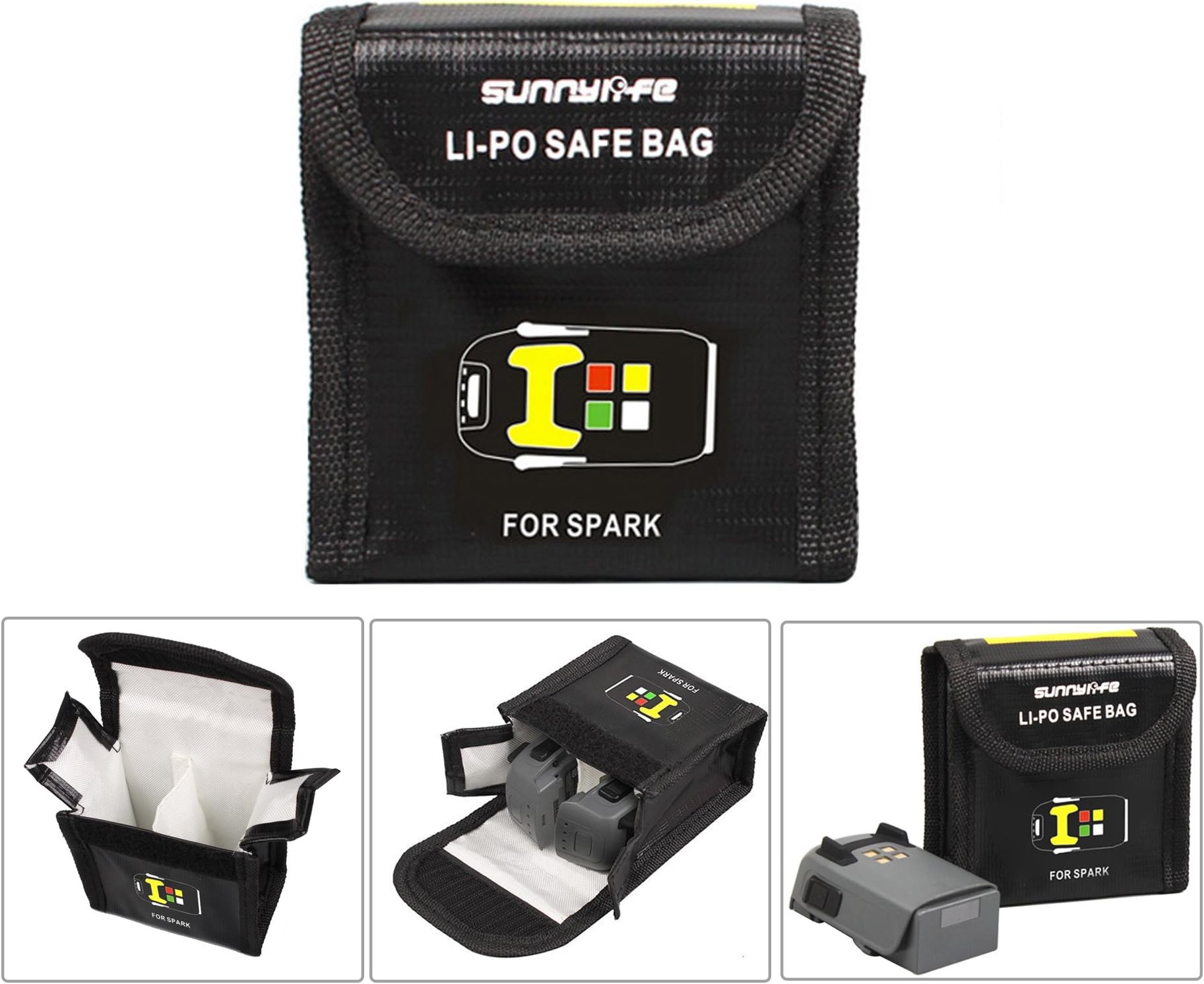 OurKosmos DJI SPARK Battery Safe Bag, Lipo Battery Guard Safety Bag Large for Dji Spark Drone Battery 2PCS,Fire-proof Explosion-proof Lipo Battery Protective Storage Bag for DJI Sprk Drone Battery