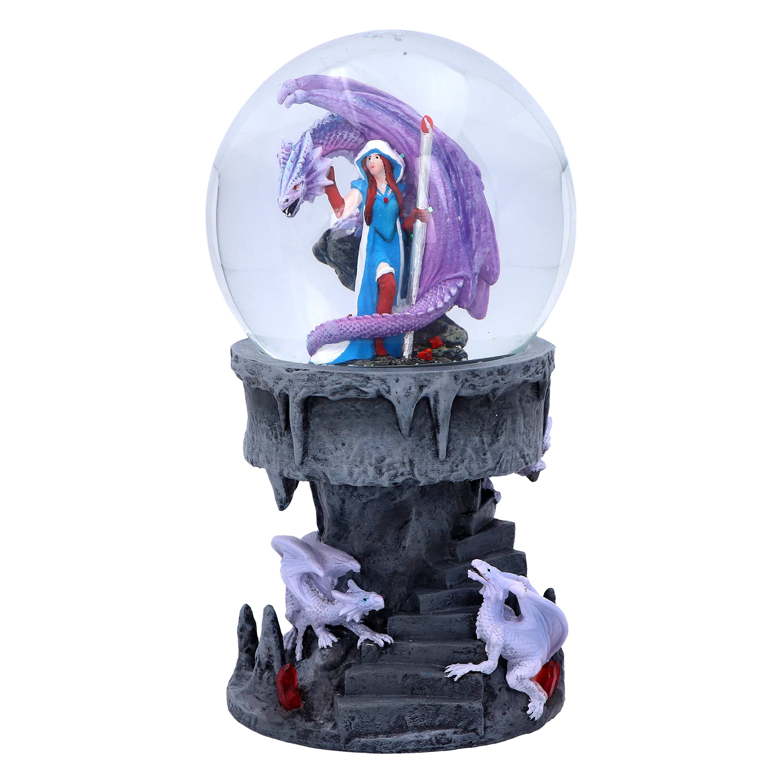 Nemesis Now Anne Stokes Dragon Mage Snowglobe Shaker, Polyresin, Purple, 18.5cm