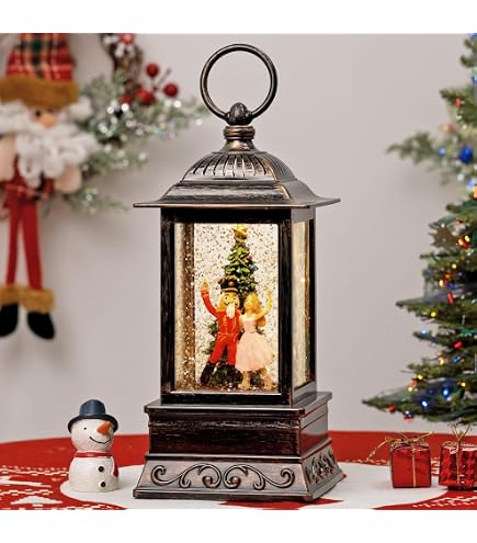 Lanternes Boule à Neige De Noël - Décoration Lumineuse Avec Flocons Tourbillonnants - Pour Maison, Bureau, Fêtes