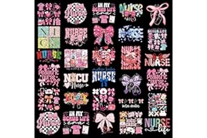 Shejdgart Nurse Iron on Patches for T-Shirts - 30 Pcs Bow Dtf Transfers Ready to Press, Nurse Appreciation Iron on Stickers H