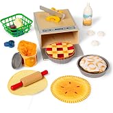 Melissa &amp; Doug Make and Bake Pies Pretend Play Food Set and Wooden Oven with Squishy Dough for Ages 3+ - FSC Certified