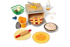 Melissa & Doug Make and Bake Pies Pretend Play Food Set and Wooden Oven with Squishy Dough for Ages 3+ - FSC Certified
