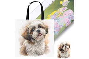Embroidery Canvas Bag for Beginners Hand Sewing Cross Stitch Bag for Adults DIY Needlepoint Tote Handbags with 16 Animal Patt