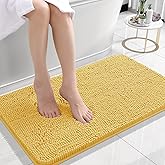 OLANLY Bathroom Rugs 24x16, Extra Soft Absorbent Chenille Bath Rugs, Rubber Backing Quick Dry, Machine Washable Bath Mats for Bathroom Floor, Tub and Shower, Home Decor Accessories, Yellow