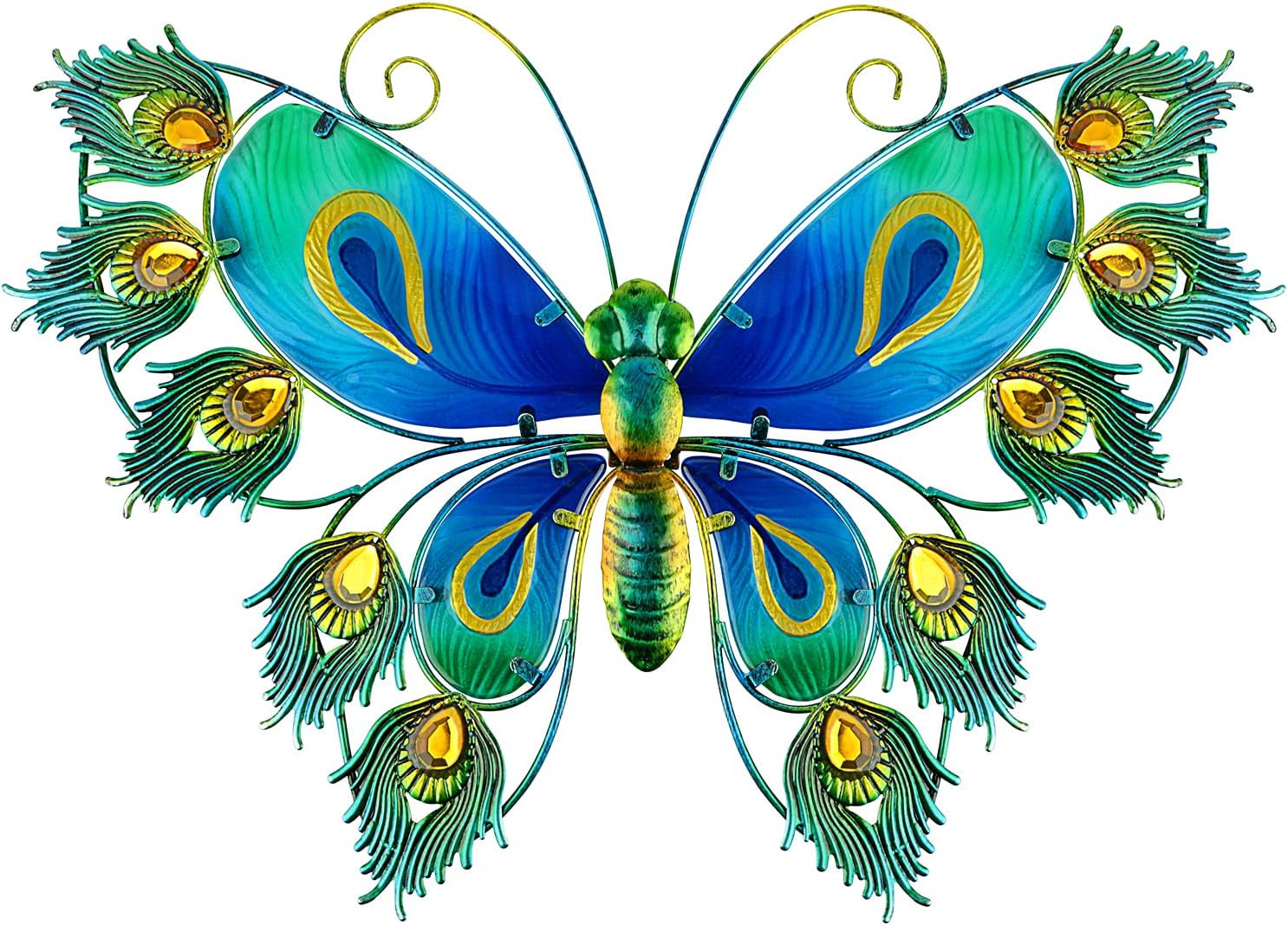 Popular Products - John's Studio Metal Butterfly Wall Decor Bathroom Glass Art Iron Sculpture Outdoor Garden Hanging Decoration for Home Patio Porch or Fence - Green