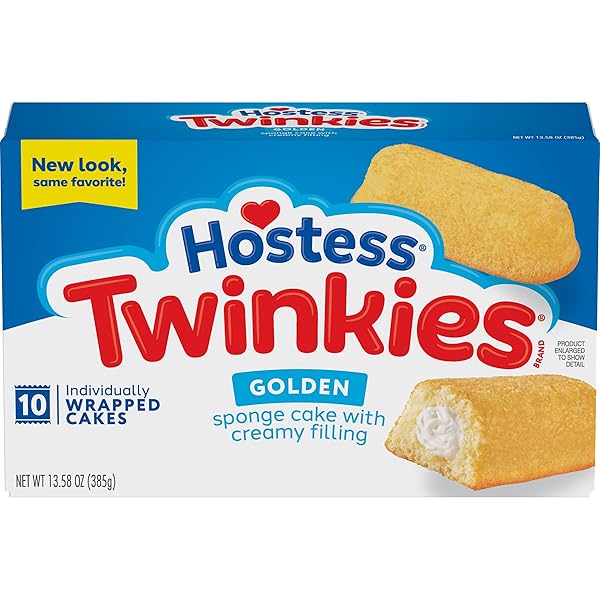HOSTESS TWINKIES SNACK CAKES, GOLDEN SPONGE CAKE WITH CRÈME FILLING, 13.58 OZ. BOX,10 COUNT