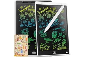 GENIALBA [2 Pieces] 10 Inch LCD Colorful Writing Graphic Tablet, Erasable Drawing Board, Kids Gift, Graphic Board for Games for 3 4 5 6 7 Years (Black & White)