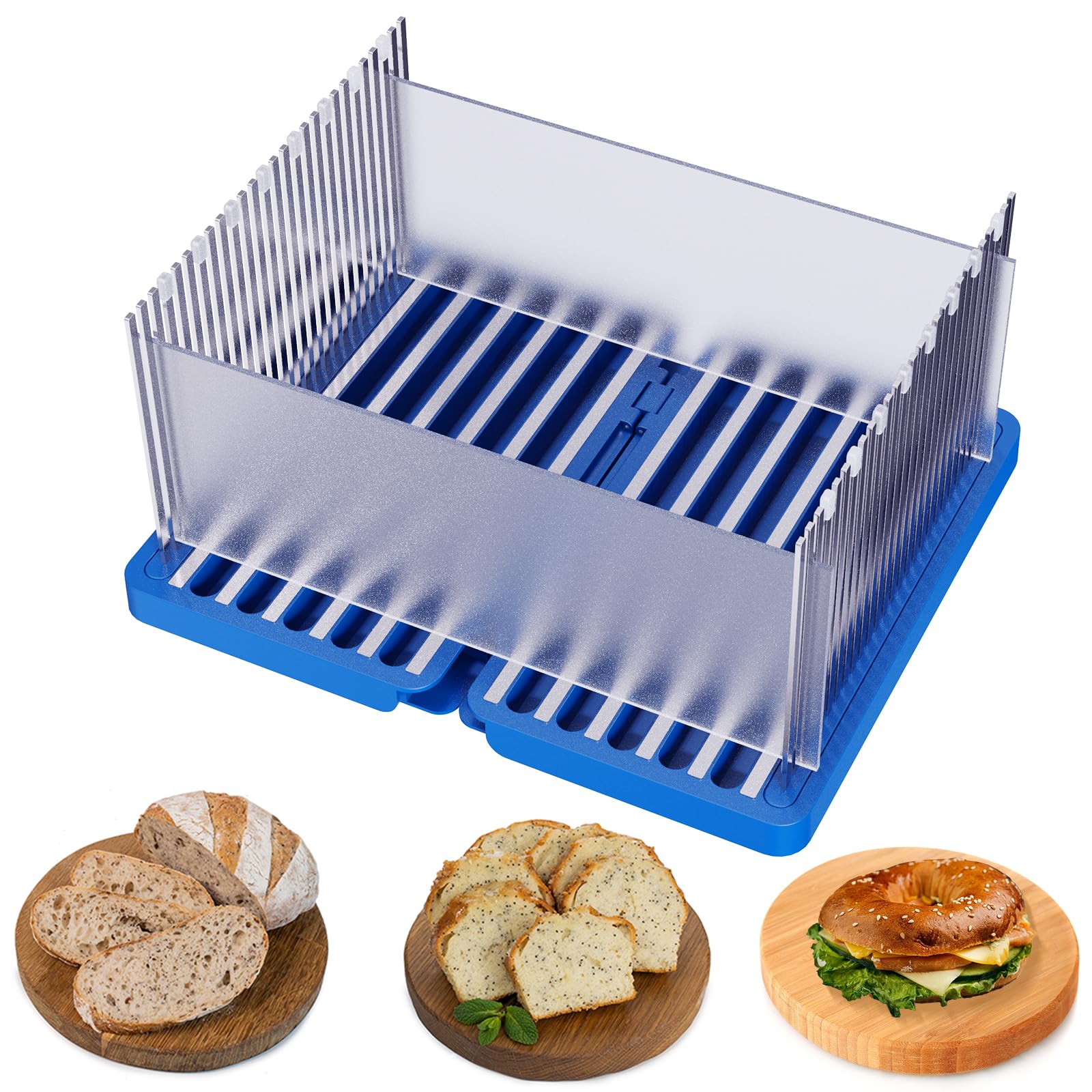 Photo 1 of Stainless Steel Bread Slicer, Foldable Food Meat Slicer, Up to 11.7’’ Width Cutting Guide with Crumb Tray, Adjustable Thickness and Width, for Homemade Bread, Sourdough, Meats, Deli