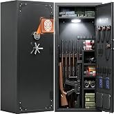 20-25 Biometric Gun Safe for Rifles and Pistols Scopes Rifle Safe for Home | Gun Cabinet for Rifles,Fingerprint Password Lock,Removable Gun Rack,Pistol Pocket,Sensing Light,Adjustable Shelf,Garage Club