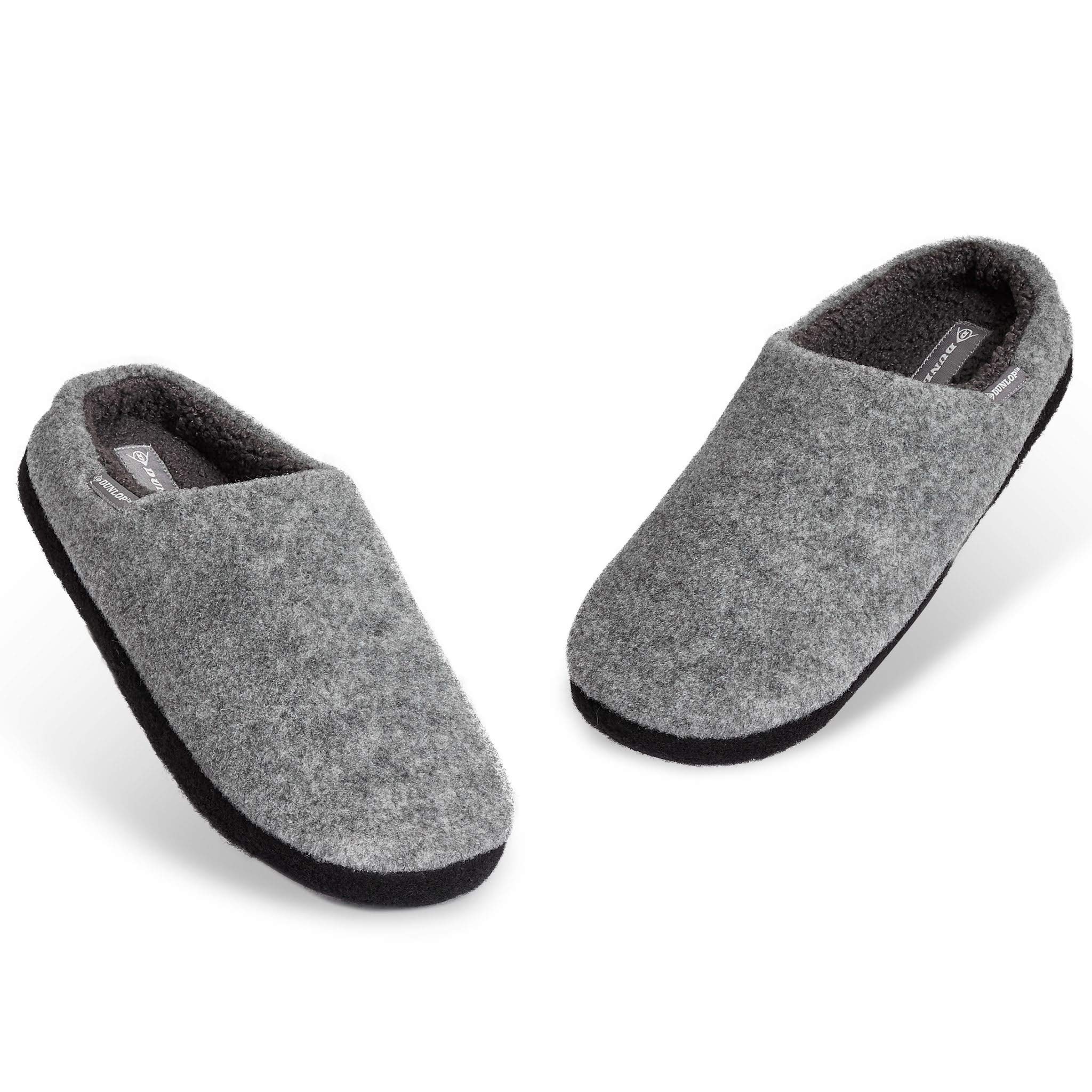 DUNLOPMens Slippers, Comfy Memory Foam Slippers for Men, Warm Faux  Sheepskin Slippers Mens, Indoor Outdoor Anti Slip House Shoes, Gifts for  Men