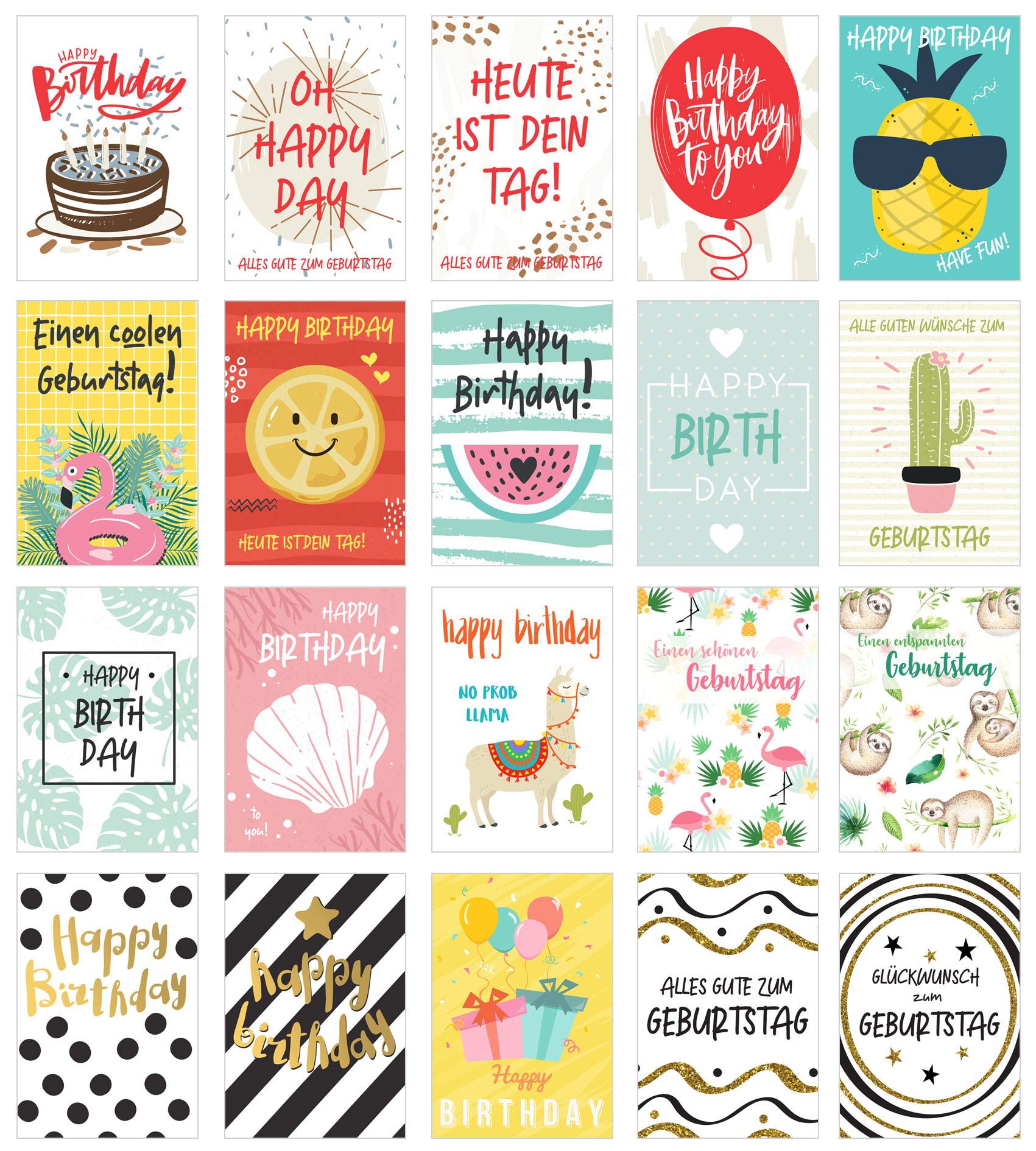 Edition Seidel Set of 20 Exclusive Premium Birthday Cards with Envelope Greeting Card Birthday Card Man Woman Cards Happy Birthday Billet Sayings