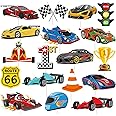36Pcs Race Car Cupcake Toppers Racing Car Birthday Decorations for Race Car Birthday Party Favors Let's Go Racing Party Racing Car Baby Shower Supplies