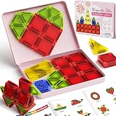 Niukdier Mini Magnetic Tiles Travel Set Iron Box Storage Baseplate | Portable Magnetic Building Blocks STEM Toy for Kids 3+
