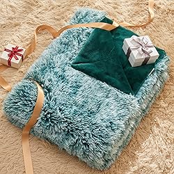 GONAAP Fuzzy Faux Fur Throw Blanket Frosty Green