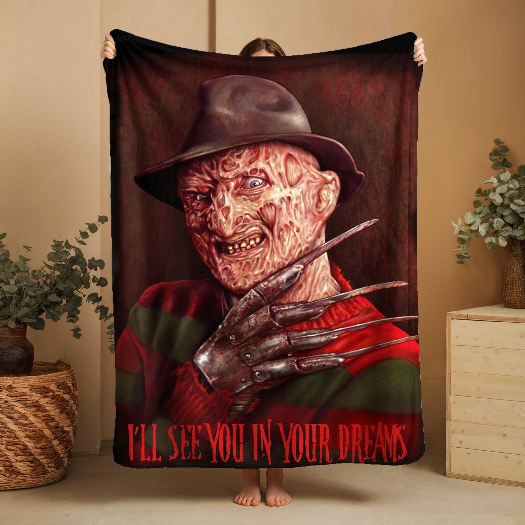 Wild Star Hearts Horror Movie Blanket Freddy's Nightmare Goth Bedroom Decor Velveteen Polycotton Blanket Throw Adult Cosy Blanket