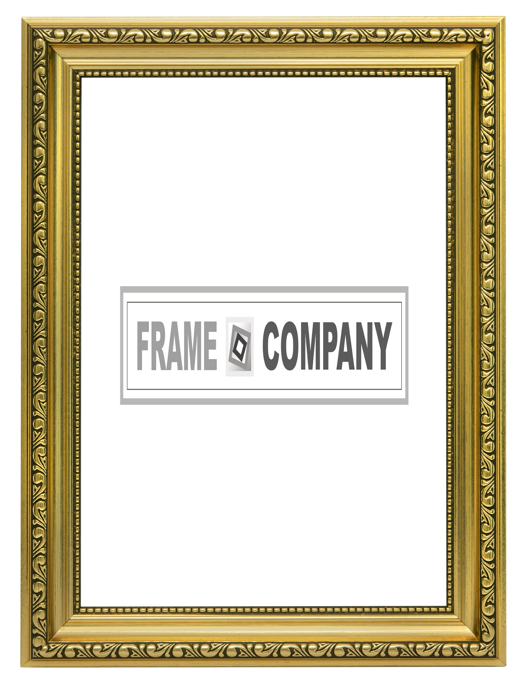 Gold A2 Ready to hang Ornate Shabby Chic Picture/Photo/Poster frame with MDF backing board and High Clarity Styrene Shatterproof Perspex Sheet