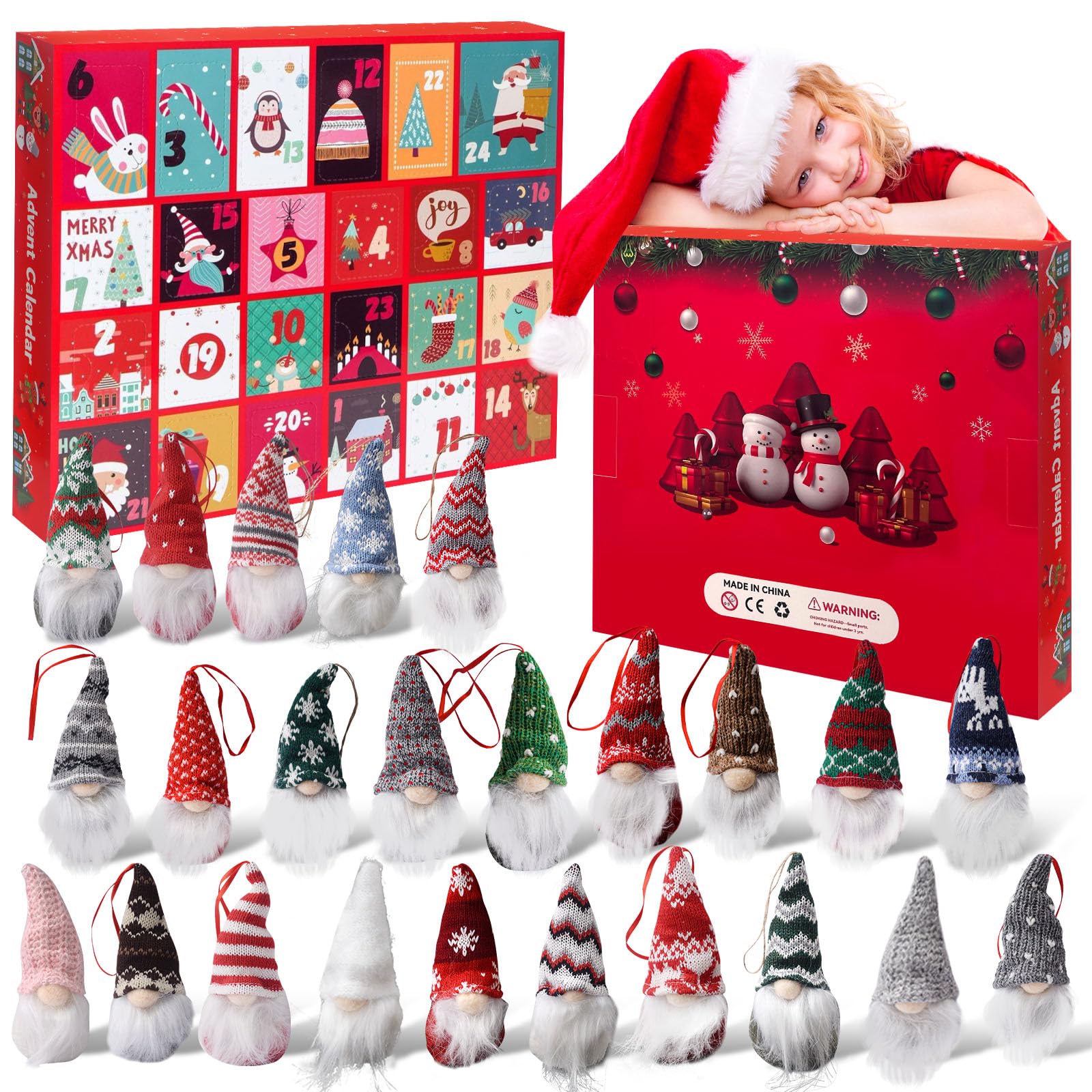 CHANCCI Gnome Advent Calendar,Christmas Countdown Advent Calendar,Advent Calendar with 24 Gnome Collectible Figures,Christmas Advent Calendars Gift kids Teen Adults