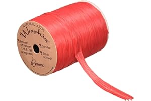 Berwick Offray 1/4'' Wide Matte Raffia Ribbon, Imperial Red, 100 Yards