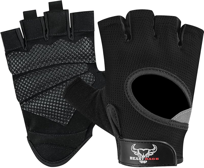 BEAST RAGE Weight Lifting Gloves Men Women Breathable Non-Slip Silicon Padded