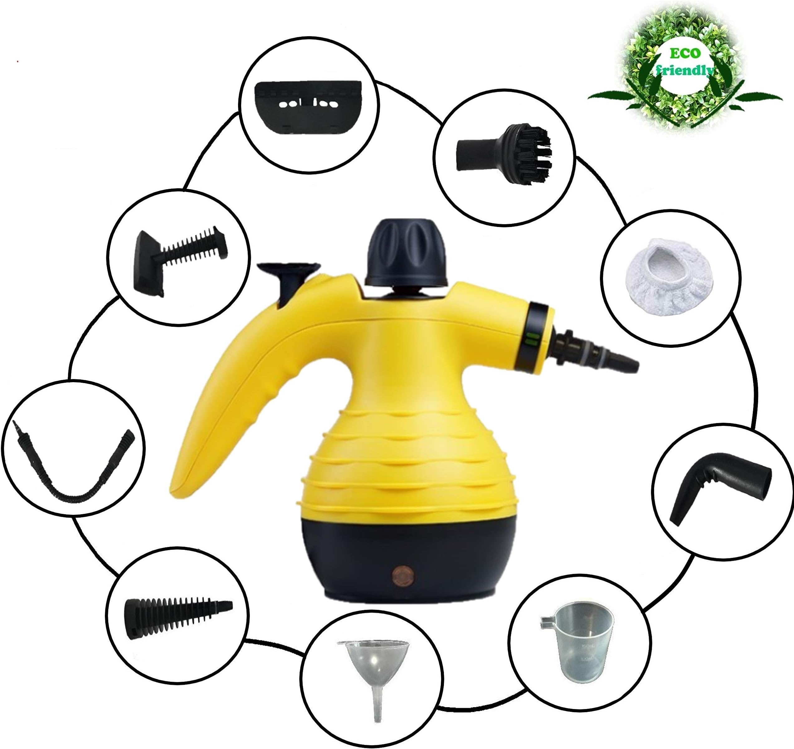 Powerful and Multi-Purpose Handheld Cleaning Steamer for Removing Stains in Car Upholstery, Home, Kitchens, Carpets, Glasses, Sofa | Steam Cleaner Steamer with 9 Accessories