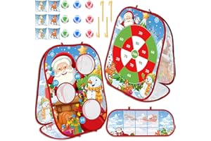 CHIAZLLTA Christmas Bean Bag Toss Games Christmas Party Games Double Side Collapsible Cornhole Xmas Decoration Party Favors Supplies Yard Indoor Outdoor Toys Christmas Carnival Game