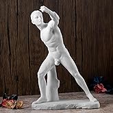 Veronese Design 11 Inch Borghese Gladiator Resin Sculpture Classic Marble White Finish
