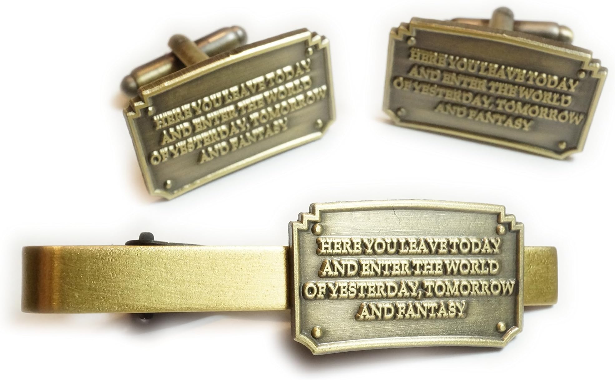 Disneyland Entrance Plaque Fantasy TIE BAR Clip Cufflinks Set
