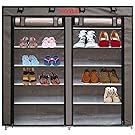 HOSL Dustproof Shoe Rack 6 Tier Shoe Tower Rack Cabinet Organizer with Cover Non-woven Fabric Shoe Cabinet with 2 Door