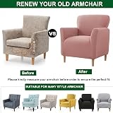 LiveGo Stretch Banquet Armchair Slipcover Pink, Non-Slip Waterproof Knit Chair view 6