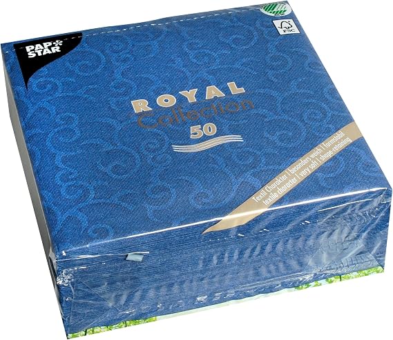 PAPSTAR ROYAL Collection Servietten – 50 Stück, 40 X 40 Cm, 1/4-Falz, Schwarz Mit Ornaments-Druck, Tissue 54 G/m²