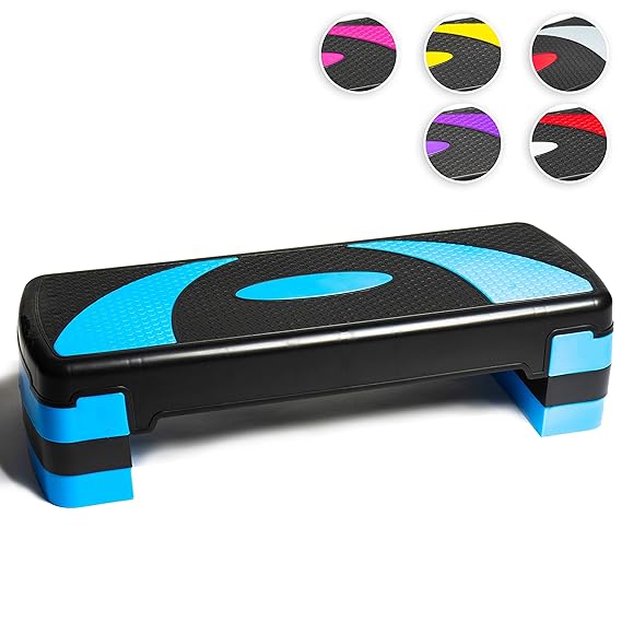 Prime Selection Products Höhenverstellbarer Stepper mit 3 Stufen (10/15/20 cm), 78 x 28 cm Steppbrett für Aerobic und Fitness