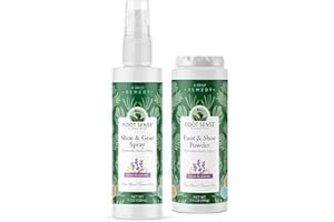 FOOT SENSE BUNDLE - FOOT SENSE All Natural Foot and Shoe Powder 3.5 oz & FOOT SENSE All Natural Shoe and Gear Spray 5 oz - Odor Fighting Combo