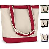 CUSTOMIZE123 Canvas Tote Bag with Handles for Woman, Reusable Cloth Bag for Groceries and Shopping - Blank Cotton Tote Bag, Suitable for DIY Projects – HEAVY DUTY – 16" X 14.5" With 4” Gusset, Red
