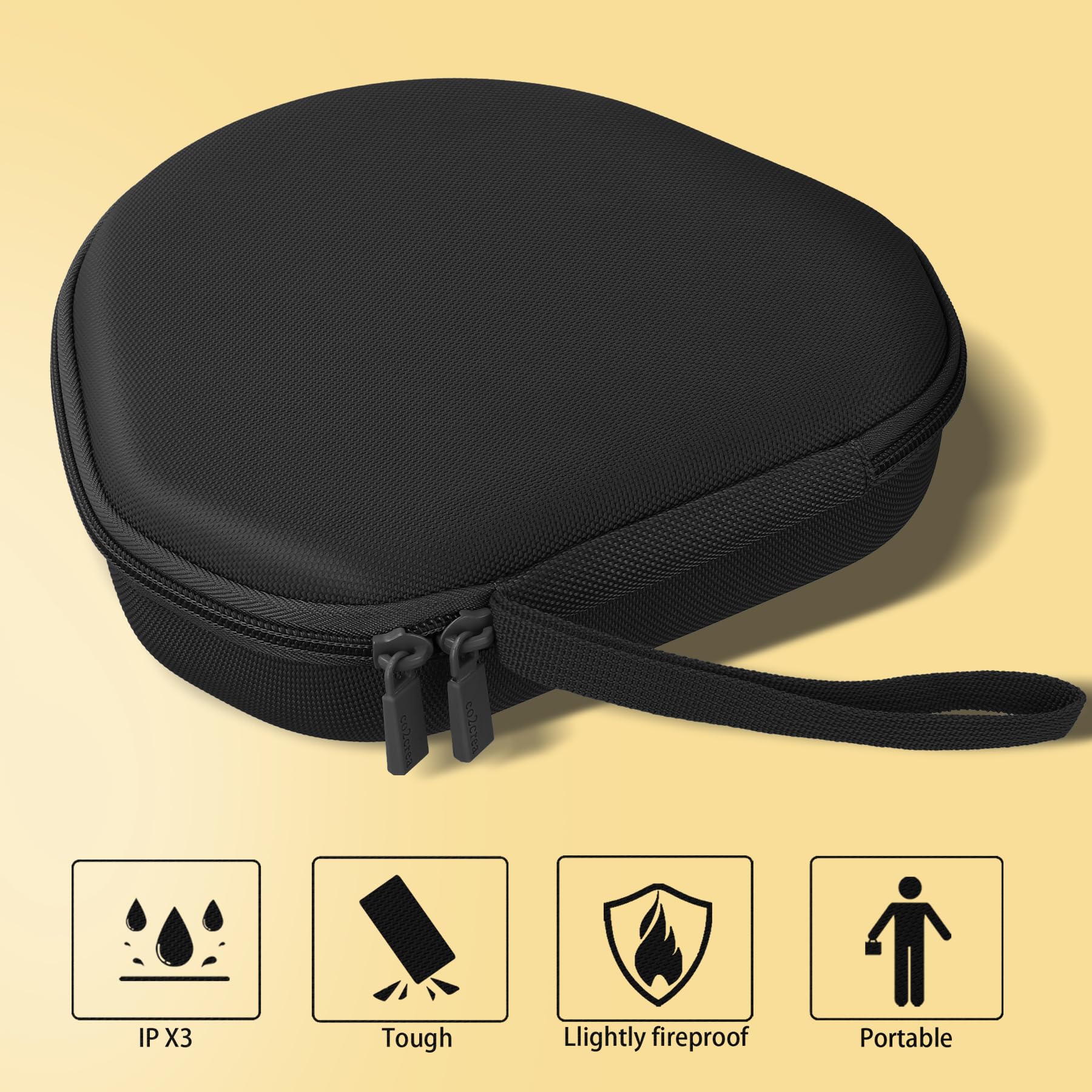 co2CREA Hard Case with Sleep Mode Replacement for Apple AirPods Max Wireless Over-Ear Headphones (Black Case)