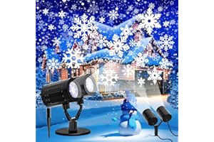 KITLOO 2025 Upgraded Double Head Christmas Snowflake Projector Lights Outdoor, Timing Mode, IP65 Waterproof, 360°Roating LED Christmas Lights, for Xmas Holiday Party Christmas Decoration, Indoor, Houses