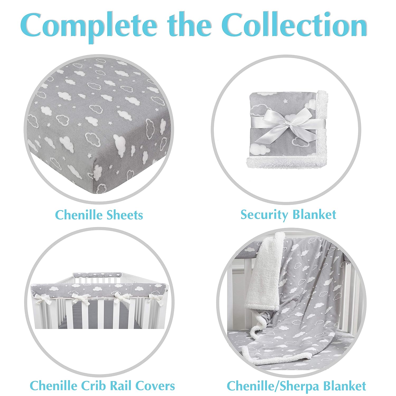 American Baby Company Heavenly Soft Sherpa/Chenille Receiving Blanket, 3D Cloud Grey, 30" x 35", for Boys and Girls : Baby