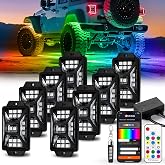 8 Pods Five Sided RGB Rock Lights for Trucks, Chasing Color App &amp; Remote | Led Rock Lights for Jeep UTV SUV ATV Golf Cart, Music Mode, Waterproof Exterior Underglow Kits for Cars(Patented)