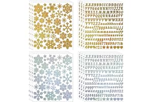 JOYZO 1952 Lot de lettres autocollantes en vinyle imperméable avec motif flocon de neige pour adulte, loisirs créatifs, scrap